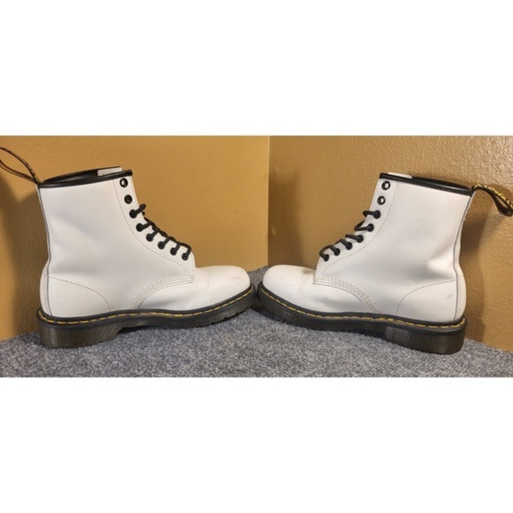 Dr. Martens 1460 Pascal Men's White Ankle Combat Boots Lace-Up Canvas US Size 7